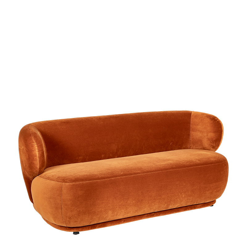 Elton terracotta velvet sofa 78 x 170 cm H 70 cm