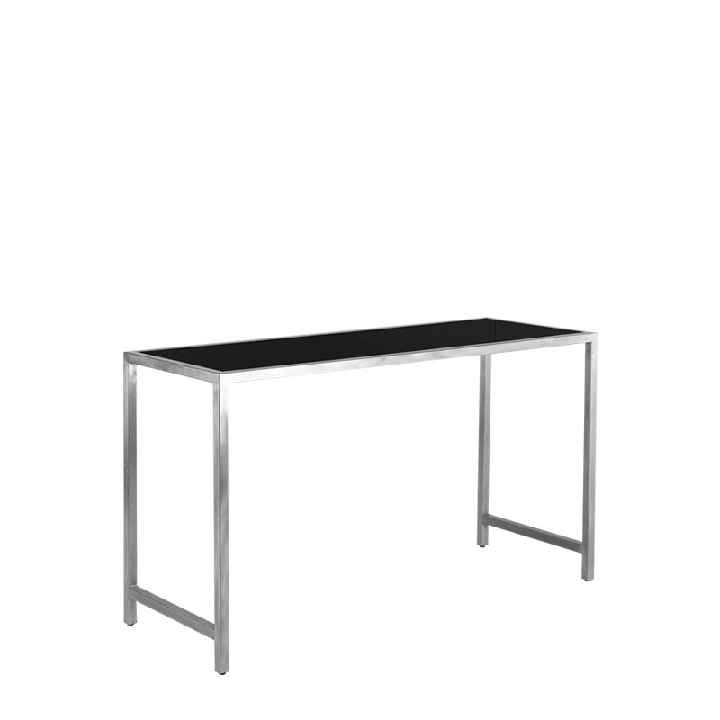 Unico Rectangular Fixed Poseur Table with Stainless Steel Frame