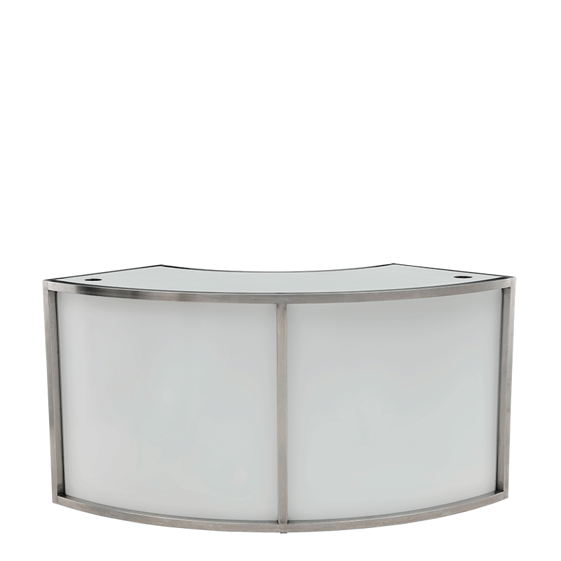 Unico Curved DJ Booth with Stainless Steel Frame