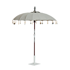 Garden Umbrella Oyster Grey with tassels and shell ornaments