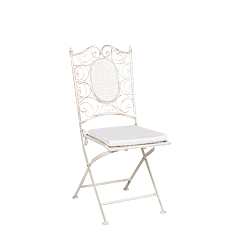 Chantilly white wrought iron chair with cushion
