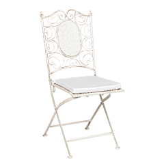 Chantilly white wrought iron chair with cushion
